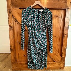 Calvin Klein 4 Faux Wrap Geometric Cinched Dress